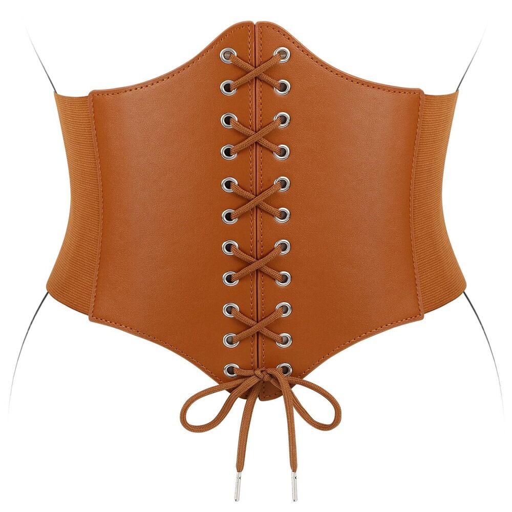 2639 Women Wide Corset Belt Lace-up Elastic Tied Waspie Waist